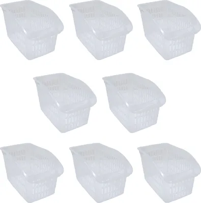 Produktbild von 8er Set Aufbewahrungskorb Transparent 17,5 x 29 x 17,5 cm Schrankkorb Regal Organizer Aufbewahrungsbox Ordnungskorb Kunststoff