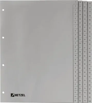 Produktbild von Register A4 PP 1-100 grau Packung mit 10 Stück