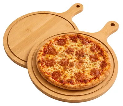 Pizzaborden 2er-Set 30 cm Bambus mit Griff und Saftrille