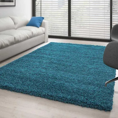 Produktbild von TapisTrend Zotteliger Teppich Türkis 100x200 cm Hochfloriger, einfarbig