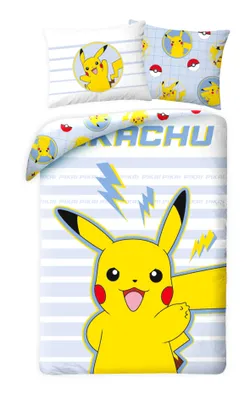 Produktbild von Pikachu Bettbezug stripes 140 x 200 cm