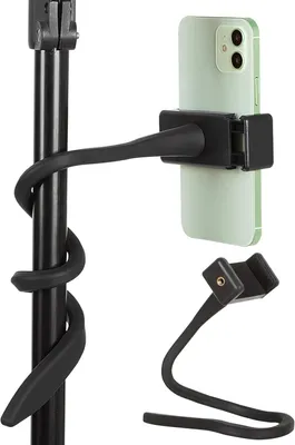 Image de Support téléphonique flexible pour poussettes, en silicone, 42 cm, pour téléphones portables, couleur noire