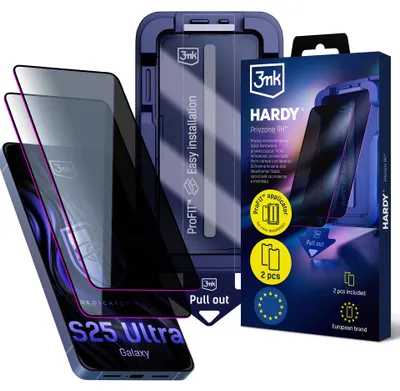 Obrázek produktu pro 3mk Privzone 9H Ochranné soukromé sklo s aplikátorem pro Samsung Galaxy S25 Ultra, 2 kusy, Anti-Spy filtr soukromí 28°, tvrdost 9H