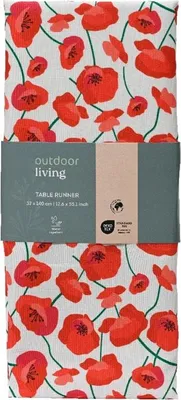 Produktbild von Dekorativer Tischläufer 32x140 cm rot und weiß mit Mohnblumen