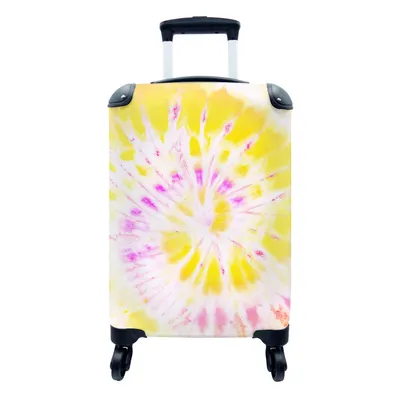 Produktbild von MuchoWow® Koffer Handgepäck Trolley Rollkoffer Kleine Reisekoffer mit 4 Rollen - Sommer - Krawattenfärbung - Lila - Cabin Size < 55x40x23 cm & 55x40x20 cm - Fotokoffer - Kabinenkoffer - Boardgepäck - Reise-Box - Reisekoffer - Reisegepäck - Koffer mit Bild - Trolley für Kinder