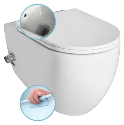 Produktbild von INFINITY CLEANWASH Hänge-WC, mit Armatur und Bidetdusche, spülrandlos,36,5x53cm, weiss