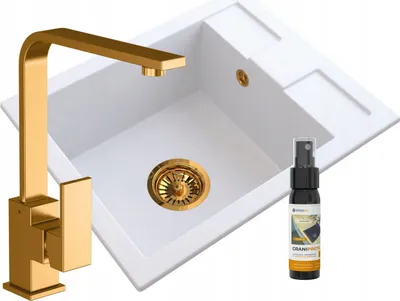 Produktbild von Granitan | Granitspüle NOOK - Gold - Einbauspüle mit Küchenarmatur und manuellem Siphon