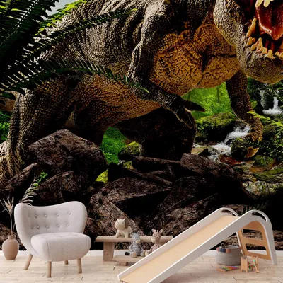 Produktbild von Selbstklebende Folie Fototapete - Angry Tyrannosaur 392x280 cm Für Kinder g-C-0095-a-a