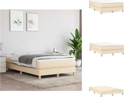 Produktbild von vidaXL Boxspringbett mit Matratze Creme 120x200 cm Stoff -  Betten & Bettgestelle