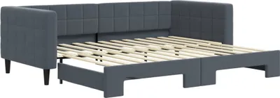 Produktbild von "im Sonderangebot"Tagesbett - Einzelbett/Jugendbett mit Lattenrost - Ausziehbar Dunkelgrau 90x200cm Samt - Klassische Betten DEMöbel555481