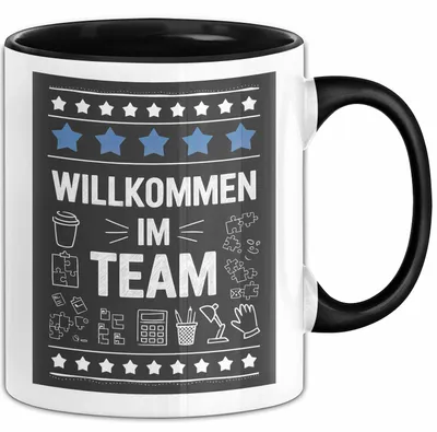 Produktbild von Office Arbeitskollege Tasse Geschenk Lustige Geschenkidee Spruch Willkommen Im Team (Schwarz)