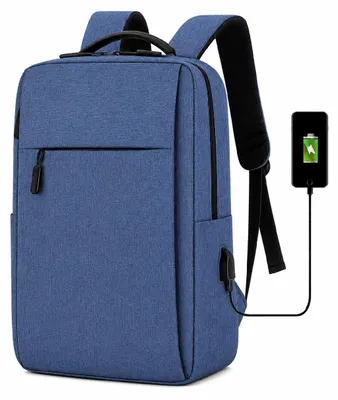 Obrázek produktu pro Voděodolný batoh na notebook 15,6" s USB portem - modrý | Městský uni batoh