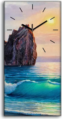 Produktbild von Wandkunst Leinwand Bild Uhr Geräuschlos 30x60 Gemälde Ozean Küste Wasser - schwarze Hände
