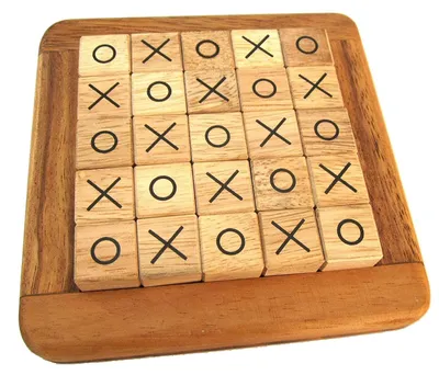Obrázek produktu pro Tic Tac Toe ze dřeva - strategická hra pro 2 hráče s X/O figurkami v dřevěném rámu