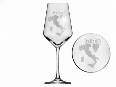 Produktbild von Exoda Weinglas Italienische Landkarte Gravur 1 Stück 350 ml spülmaschinenfest