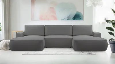 Produktbild von AX LIVING Ablia Sofa U-Form mit Schlaffunktion Dunkelgrau Sofa 364 cm
