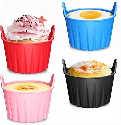 Produktbild von 4 Silikon-Eierpochierförmchen für Heißluftfritteuse und Backförmchen