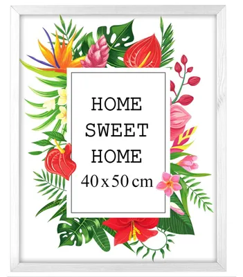 Obrázek produktu pro Rám na obrázky MG Design, bílý, 40 x 50 cm – vyrobený z pravého dřeva s akrylovým sklem, určený k zavěšení i k postavení, vhodný pro fotografie, plakáty a puzzle