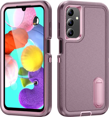 Produktbild von Hülle für Samsung Galaxy A15 5G/4G Hybrid Dreilagige Robust Stoßfest Schwerlast Schutzhülle mit Ständer Lila