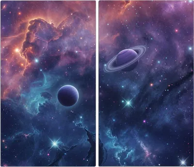 Produktbild von Spritzschutz Herdabdeckplatte Schneidebrett aus Glas Kosmisches Universum 2-Teilig (60x52cm)