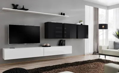 Zdjęcie produktu dla Ściana do salonu RIONATA 7 - biała / czarna