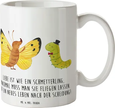 Produktbild von Mr. & Mrs. Panda Becher Scheidung Neuanfang - Weiß - Geschenk, Kaffeetasse, Zuversicht, Kaffeebecher, Heiraten, handgefertigte Produkte, Hoffnung, Tasse mit Spruch