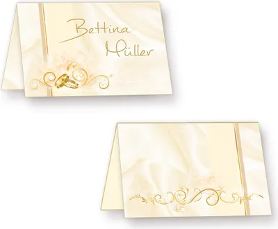 Produktbild von Tischkarten Hochzeit PERLMUTT (40 Stück) hinreissend schöne Platzkarten mit Ringen & Ranken