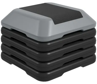 Produktbild von Steppbrett höhenverstellbar Fitness Aerobic Stepper mit 5 Stufen 10-30 cm, Anti-Rutsch-Matte, Rutschfest kompaktes Step Bench bis 150 kg für Zuhause Fitnessstudio Büro Grau