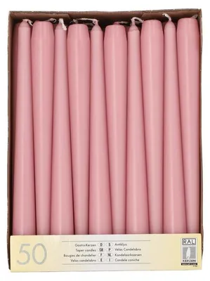 Produktbild von 100 Papstar Leuchterkerzen Ø 2,2 cm, 25 cm hellrosa 37617 Spitzkerzen Halterkerzen