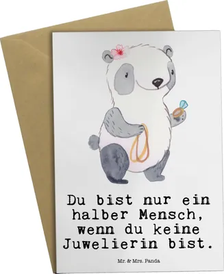 Produktbild von Mr. & Mrs. Panda valentinstagskarte Juwelierin Herz - Weiß - Geschenk, Grußkarte, einladungskarten, Schmuckgeschäft, Lustig, Spruch, hochzeitskarten, babykarte, Eröffnung