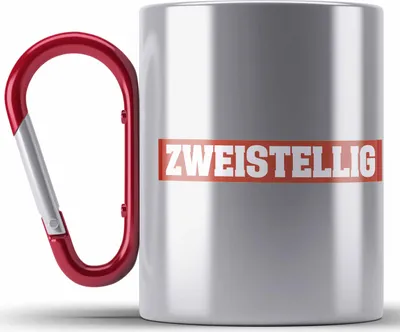 Produktbild von Trendation - 10 Geburtstag Junge Mädchen Geschenke Edelstahl Tasse Karabiner 10er Geburtstag 10 Jahre Alt Geschenkidee Lustig (Rot)