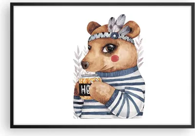 Produktbild von Gerahmtes Poster - Schwarzer Rahmen - Anthropomorphisierung Bär Kinder - 91,5x61 cm - Wand Bild - Wanddeko - Wandbilder - Kunstposter - Wandposter - Bilderrahmen - Bilder - Kunstdruck P2BAA91x61-4367