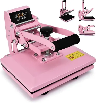 Productafbeelding van Warmteoverdrachtspers 30 x 23 cm 0-250 °C, roze T-shirt met lcd-temperatuur- en tijdregeling, hittepers voor muismatten, tassen