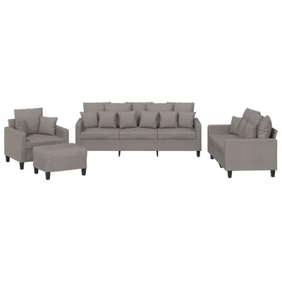 Produktbild von vidaXL 4-tlg. Sofagarnitur mit Kissen Taupe Stoff