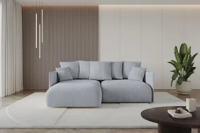 Produktbild von ALTDECOR Ecksofa mit Schlaffunktion und Bettkasten ONESK-L  216x177x72 cm  Hellgrau - Corner Sofa Eckcouch Couch L-Form  angeordnet Schlafcouch Ausziehbar Wohnlandschaft
