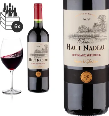 Produktbild von 6er Karton 2016 Bordeaux Supérieur von Château Haut Nadeau - Rotwein