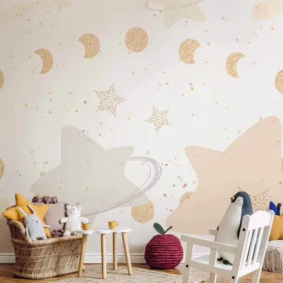 Produktbild von Vlies Fototapete - Phases of the Moon Among Stardust 250x175 cm Für Kinder e-A-10127-a-a
