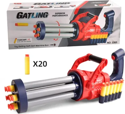 Produktbild von Spielzeug-Gewehr mit 20 Darts, EVA Schaumstoff Dart Blaster für Kinder mit 6-Schuss Drehtrommel – Soft Bullet Gun für drinnen & draußen – sicheres Actionspielzeug