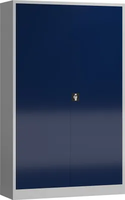 Produktbild von Metallschrank abschließbar Flügeltürenschrank 1945 x 1200 x 600 mm lichtgrau/enzianblau X-530381