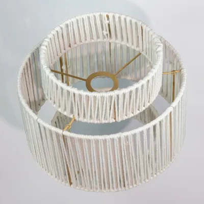 Boho-Lampenkap, 3-lagig, höhenverstellbar, Ø 30 cm, weiß