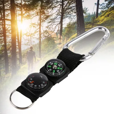 Obrázek produktu pro Multifunkční vodotěsný miniaturní přenosný teploměr s kompasem na klíče pro outdoorové aktivity, kempování a turistiku