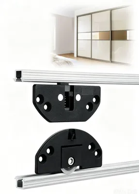 Produktbild von Schiebetürschiene mit PE-Rolle für Türen, Tragfähigkeit: 20 kg