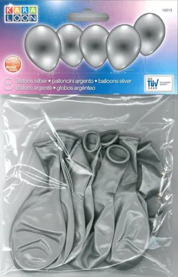 Produktbild von Luftballons, 8 Stück, metallic-silber, für Luft und Helium