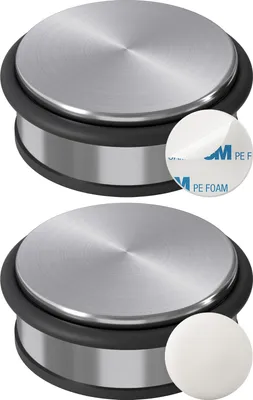 Produktbild von WELLGRO Edelstahl Türstopper 1,2 kg + Wand Türstopper, ohne Bohren, 10 x 4,5 cm (ØxH), rutschfester Boden, verschiedene Mengen wählbar, Stückzahl:2 Stück