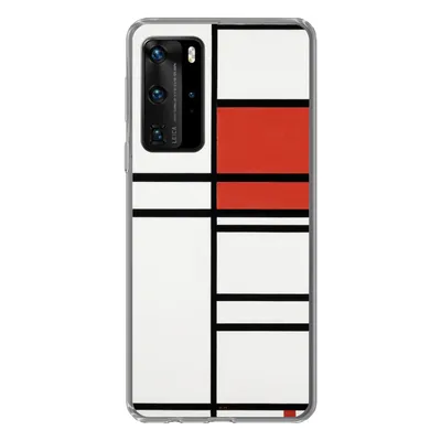 Produktbild von MuchoWow® Handyhülle Schutzhülle Hülle für Huawei P40 Pro Komposition mit Rot und Weiß - Piet Mondrian Silikon Softcase Handy Hülle - Schutz