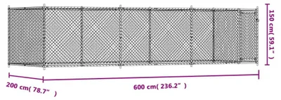 Produktbild von vidaXL Hundezwinger mit Tür Grau 6x2x1,5 m Verzinkter Stahl