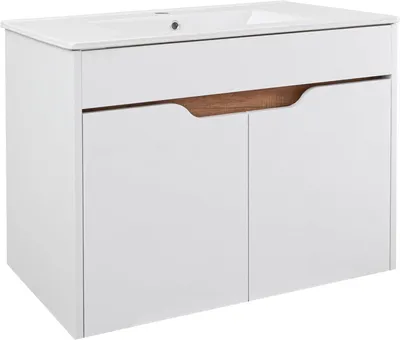 Produktbild von VBChome Hängeschrank 80x62x47 cm mit Keramikwaschbecken Weiß Komplettset für das Badezimmer Modernes Design