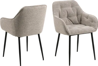 Image de Brooke chaise de salle à manger avec accoudoirs beige.