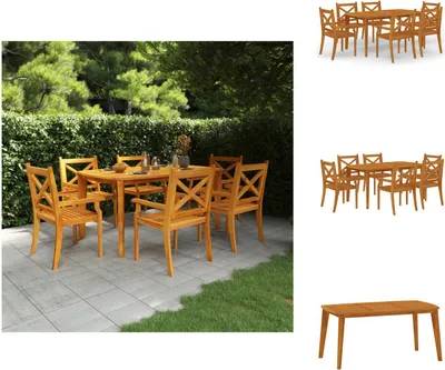 Produktbild von vidaXL 7-tlg. Garten-Essgruppe Massivholz Akazie -  Gartenmöbel-Sets