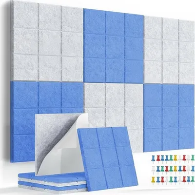 Zdjęcie produktu dla Uoisaiko - Tablica korkowa - 30x30 cm - Niebieska - Samoprzylepna, Obraz wygenerowany przez AI